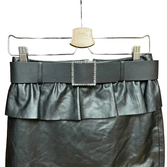 Zara Belted Faux Leather Mini‎ Skirt Black Size Small - Picture 3 of 10